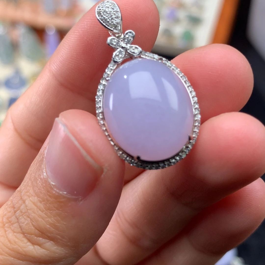 吊坠(不含链)18K金镶嵌翡翠