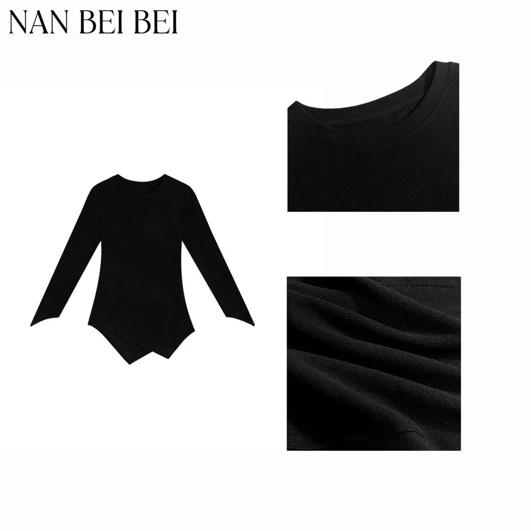 DM ‘斜摆T’ 春季设计款简约百搭不规则下摆长袖上衣 1768