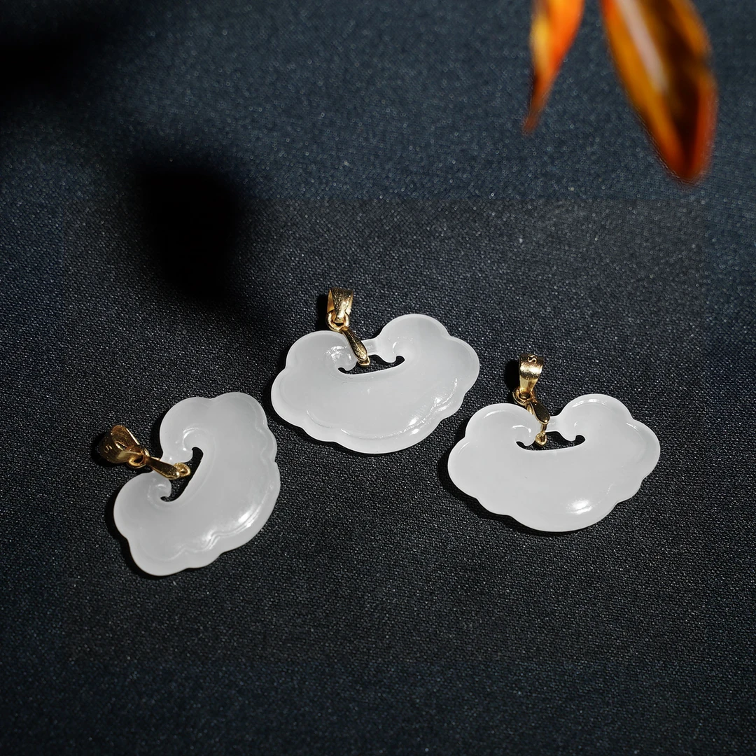 【木子和田玉】天然和田玉冰底藕粉如意锁吊坠拍一发一多样性发货