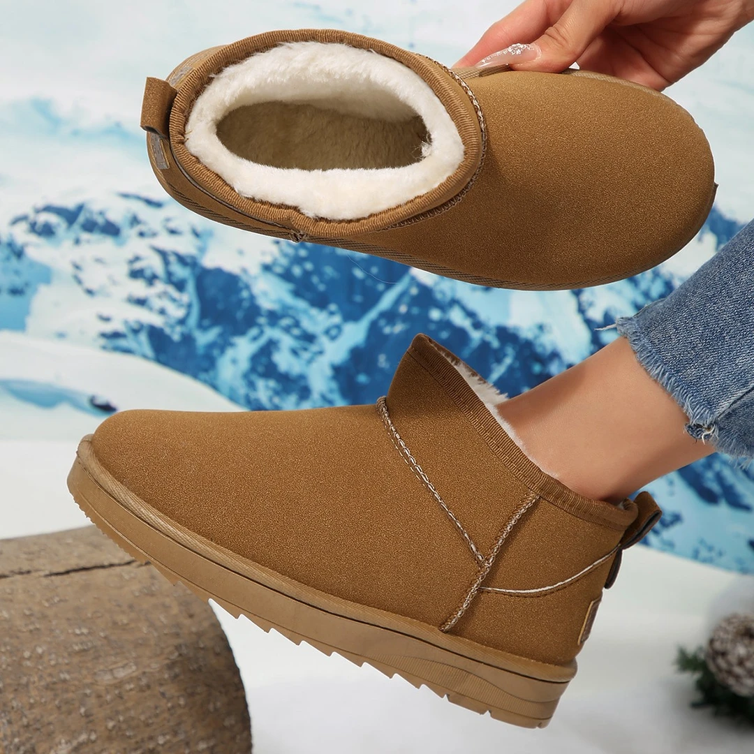 防滑圆头雪地靴拼色时尚雪地靴雪地棉保暖