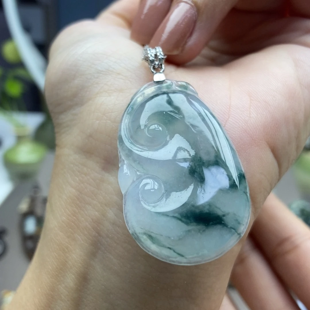 翡翠银S925镶嵌颈饰吊坠43