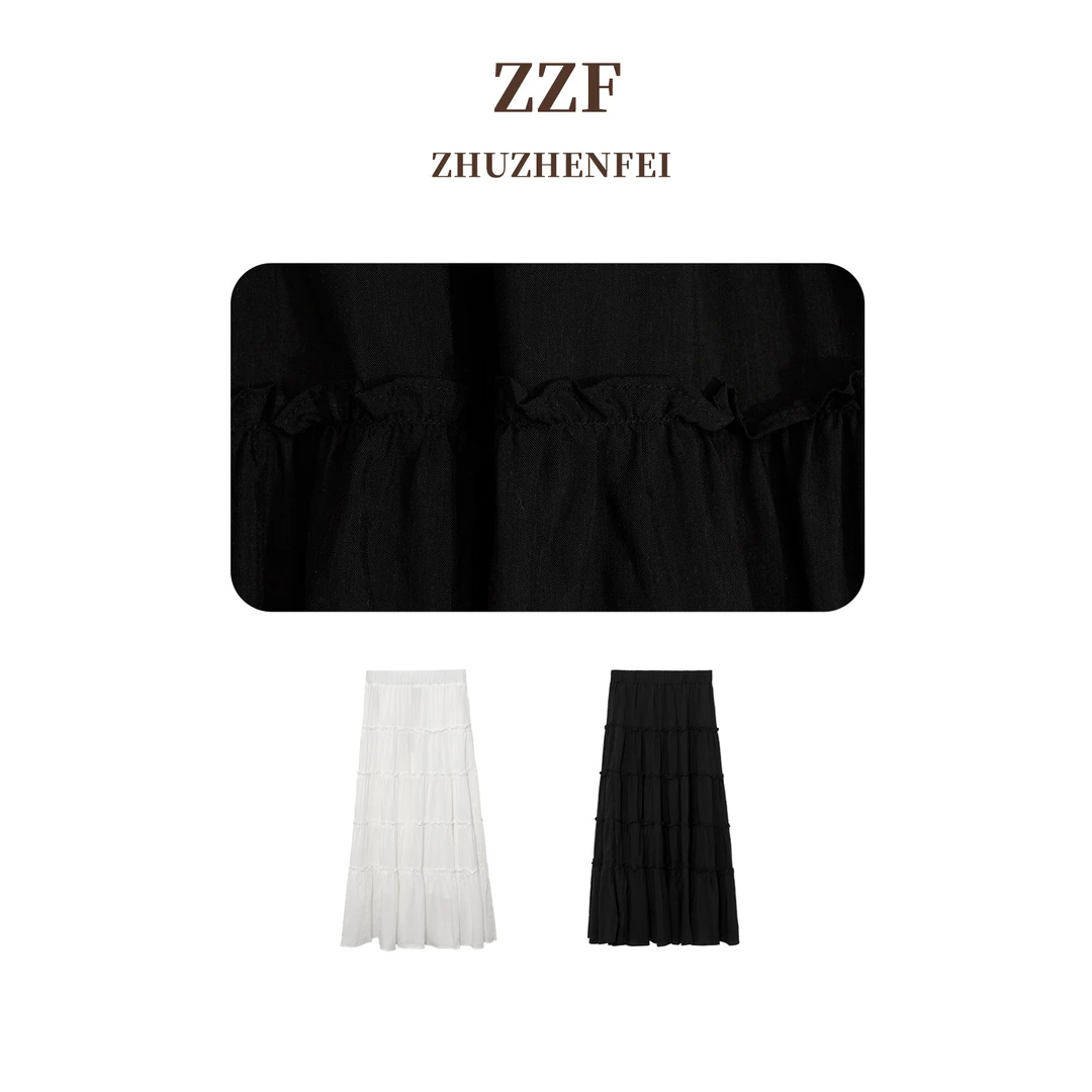 设计师原创新款高腰时尚简约百搭蛋糕裙中长半身裙Z352157