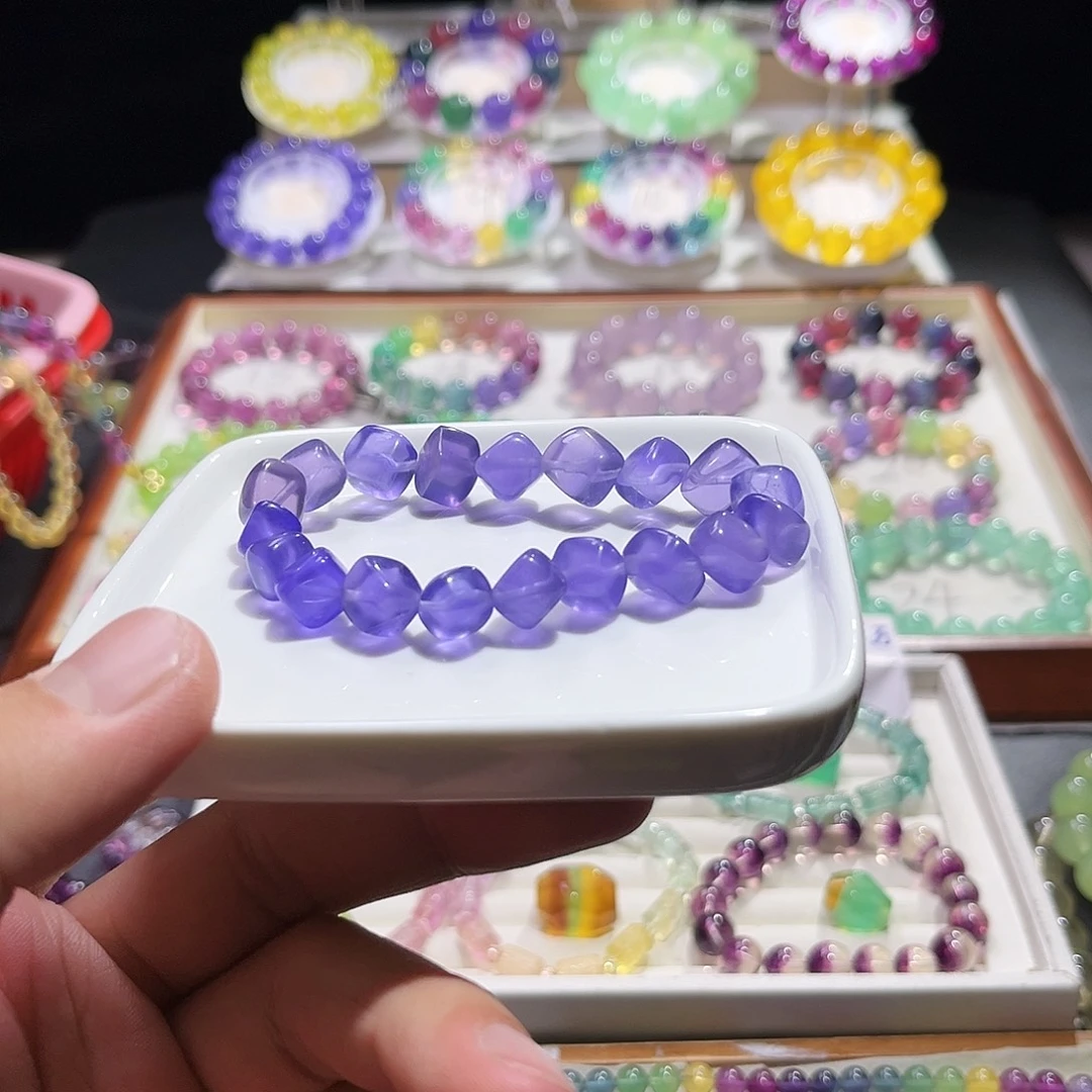 萤石未镶嵌手串紫罗兰冰块9mm