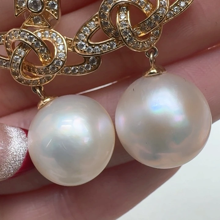 拼合珍珠（马贝珠）耳饰银S925镶嵌