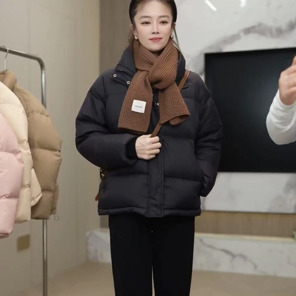 <羽意>小面包清货宽松保暖女短款时尚百搭立领鸭绒羽绒服