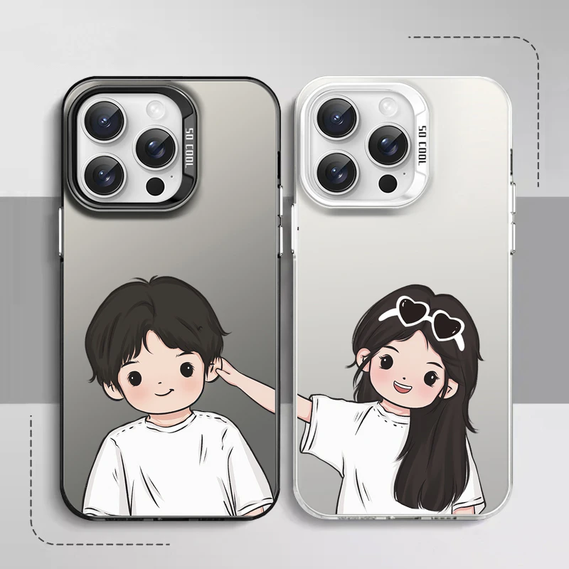 揪耳朵适用iphone17promax手机壳情侣彩银苹果16动漫创意个性防摔