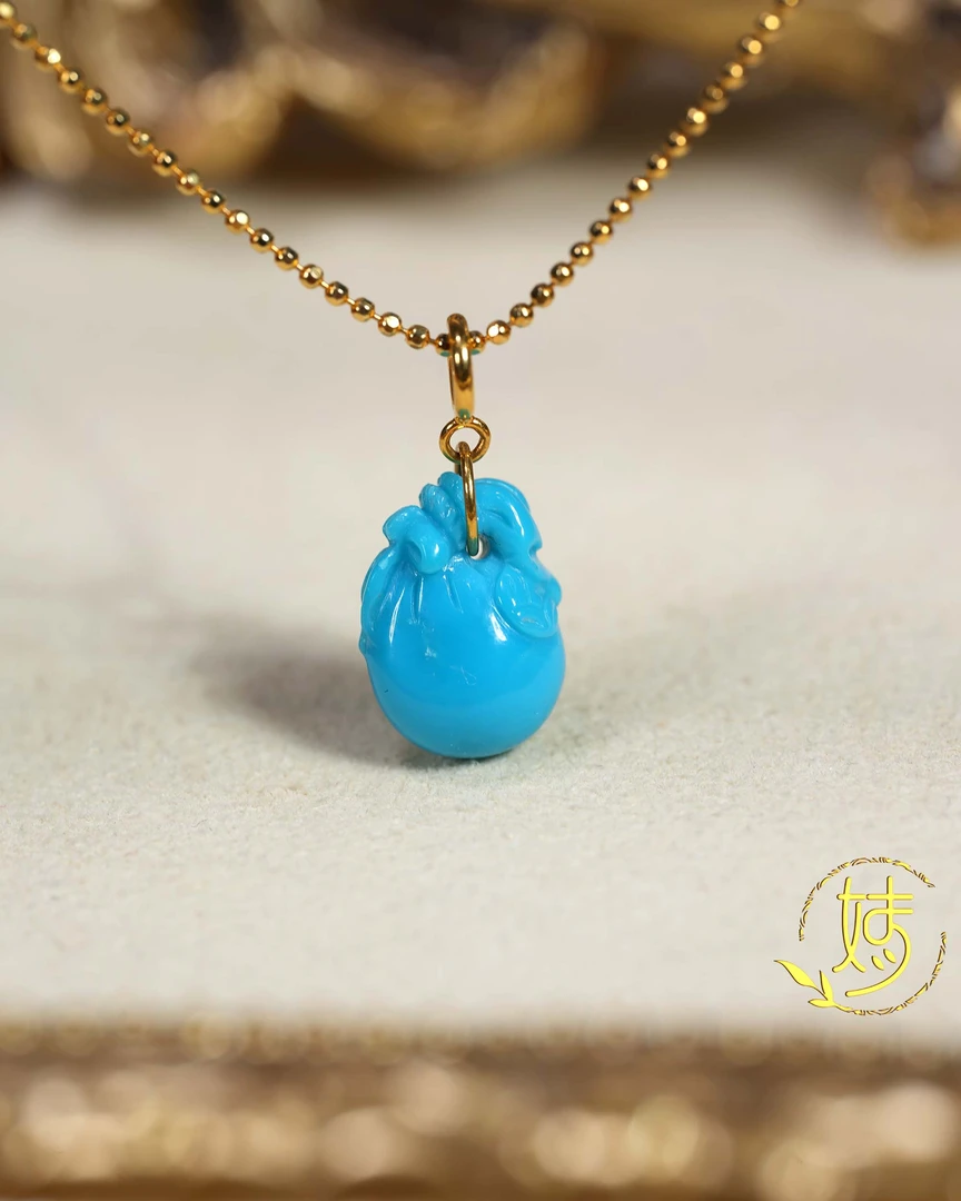 【婧婧精选】臻品 · 绿松18k金钱袋吊坠 不含链 多样性发其一