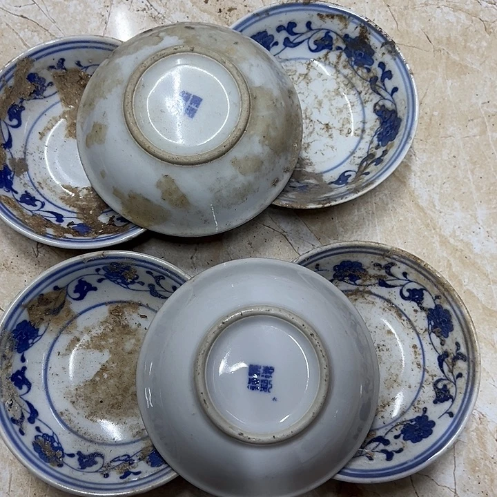 陶摆件6个10厘米芙蓉花小叠