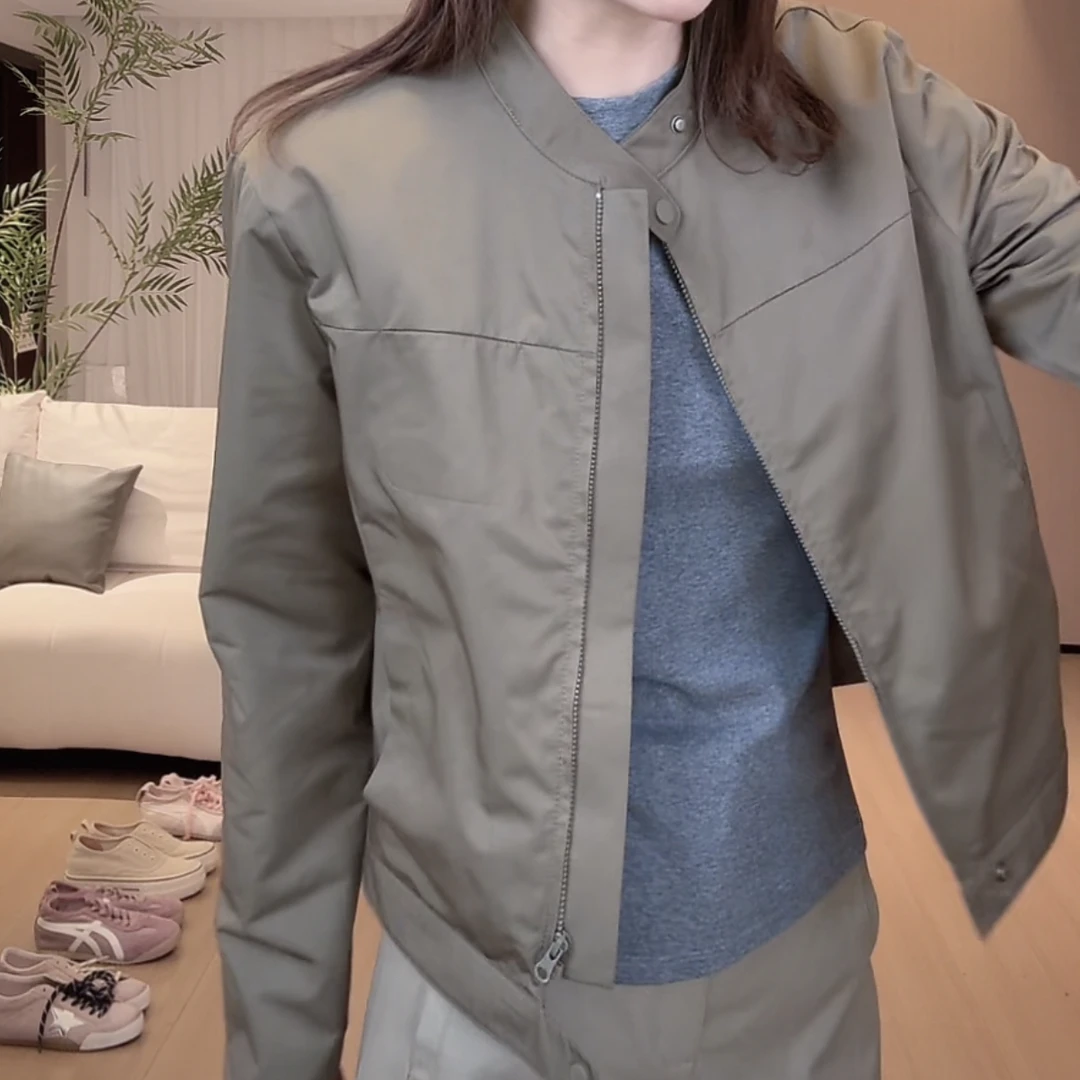 早秋防风韩版简约女夹克短外套女2025新款简约气质小短款上衣