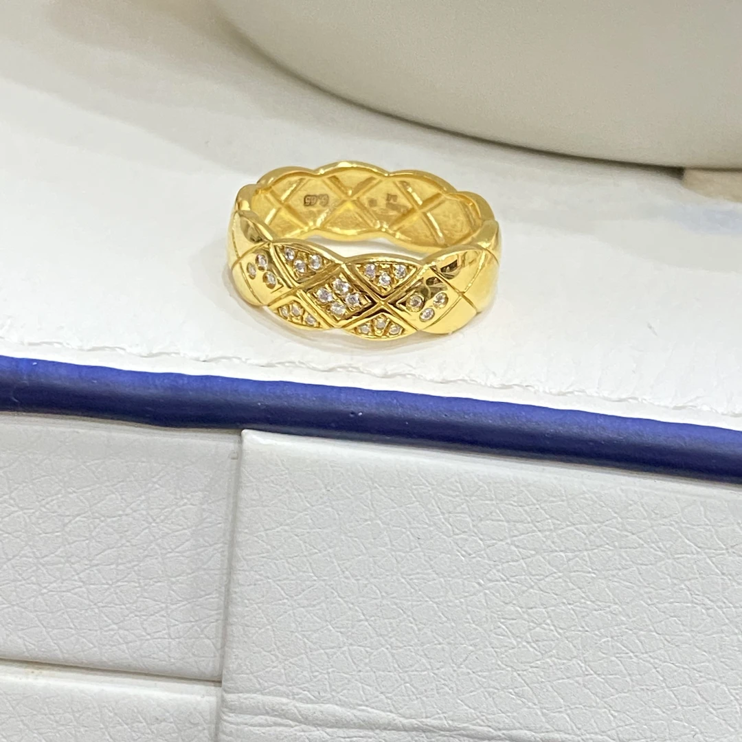 足金999黄金5G工艺菱格戒指