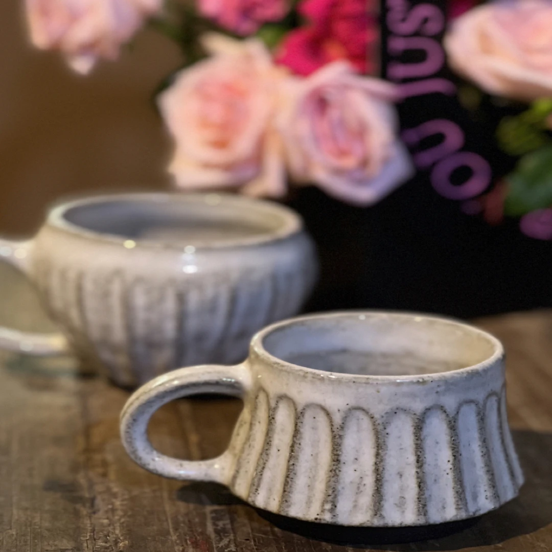 华宁陶复古白釉咖啡杯