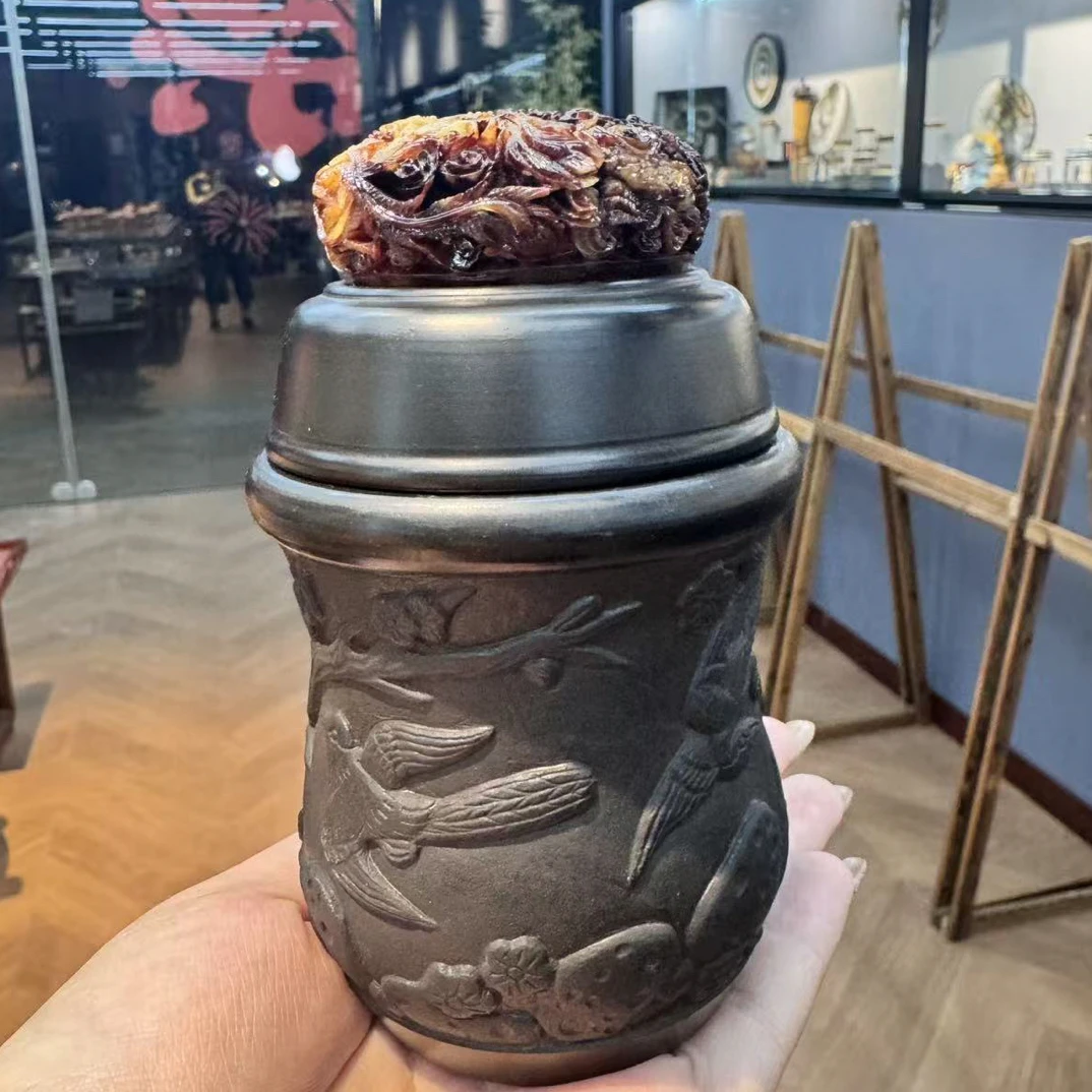 刘杰喜鹊登梅泥罐