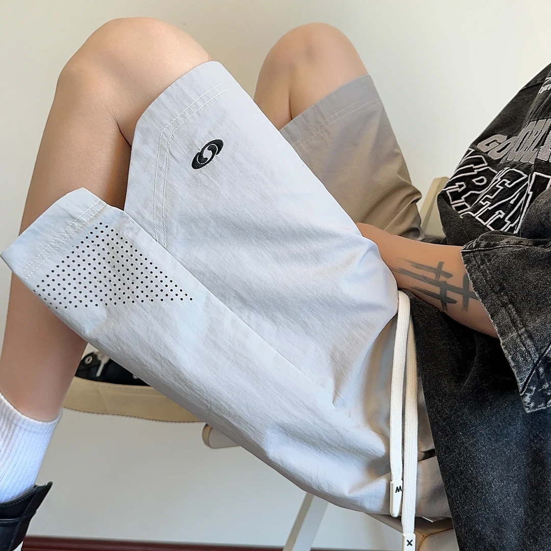 速干夏季短裤男生刺绣潮流美式松紧腰休闲裤运动跑步透气裤子薄款