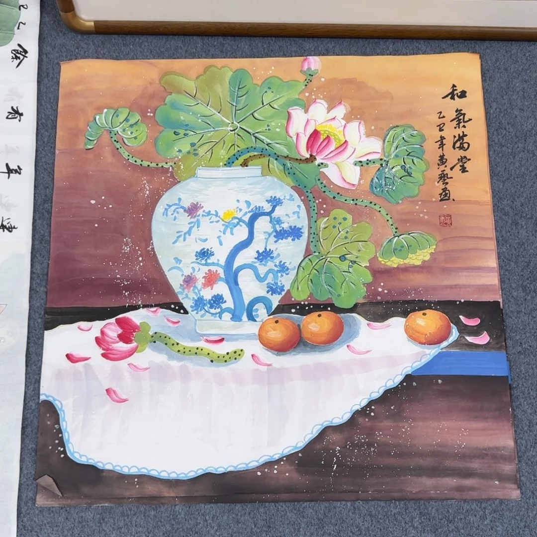 国画尺寸70X70手绘作品