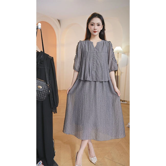 L8409  舒适宽松洋气百搭气质女装2025年春夏新款中长款连衣裙