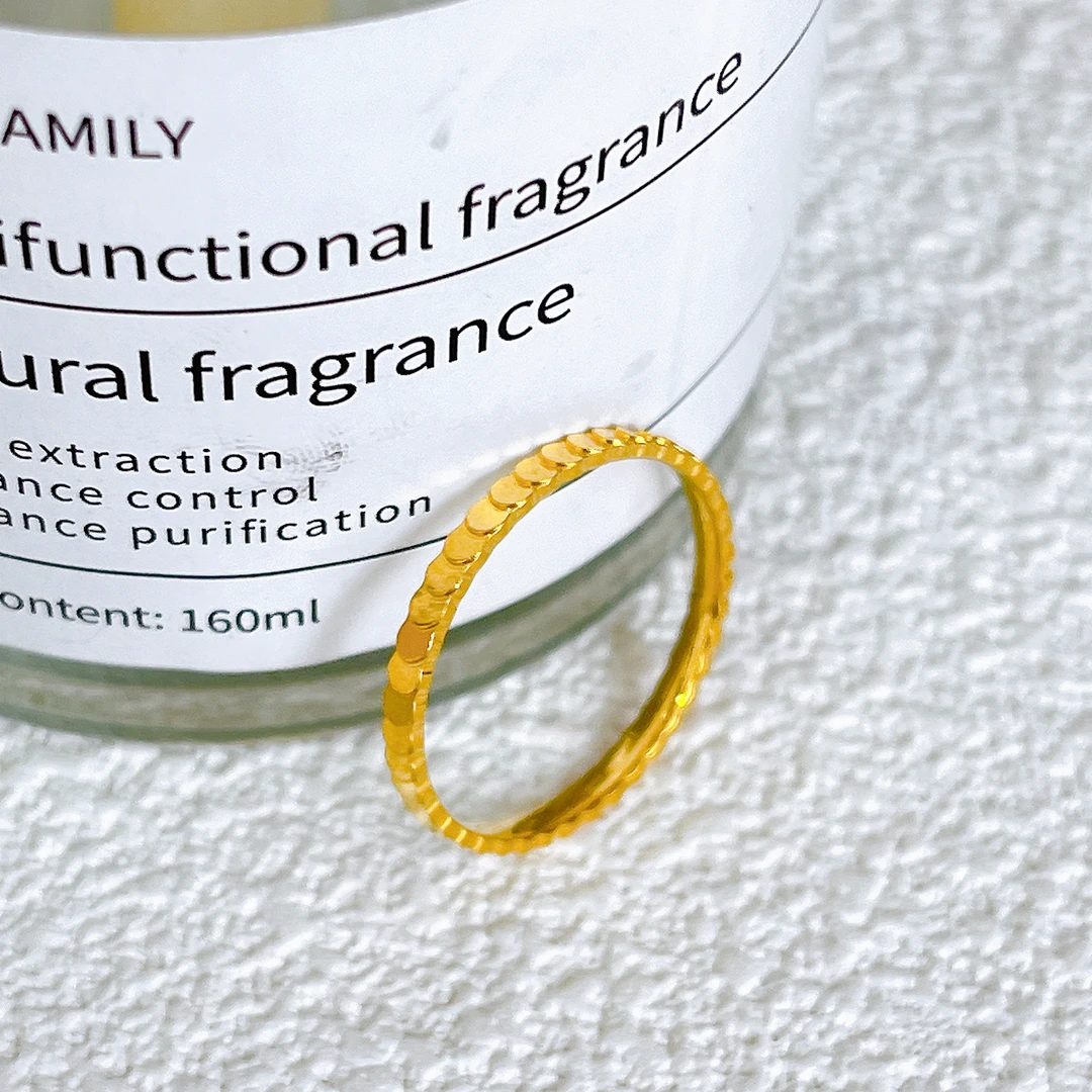 足金999鱼鳞戒指气质轻奢时尚小众个性简约