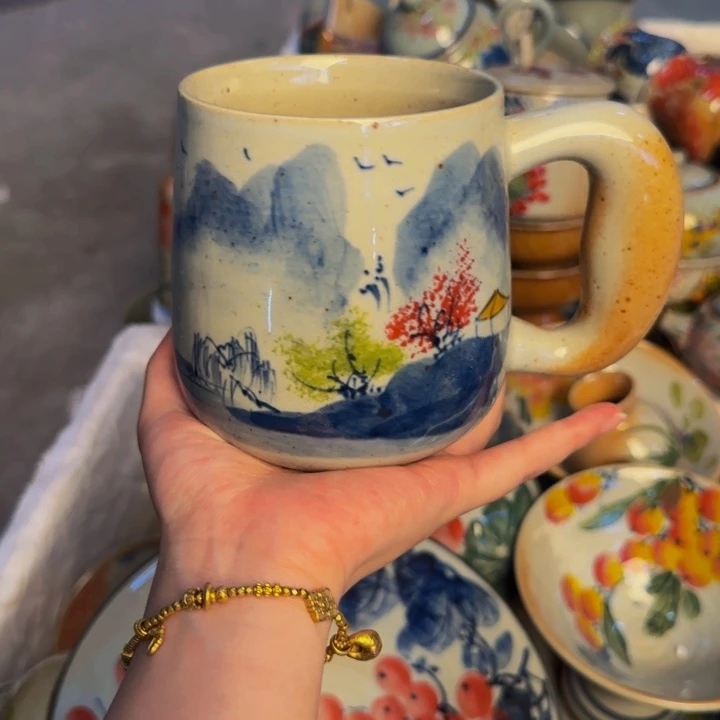 参***下瓷片景德镇陶瓷手工手绘