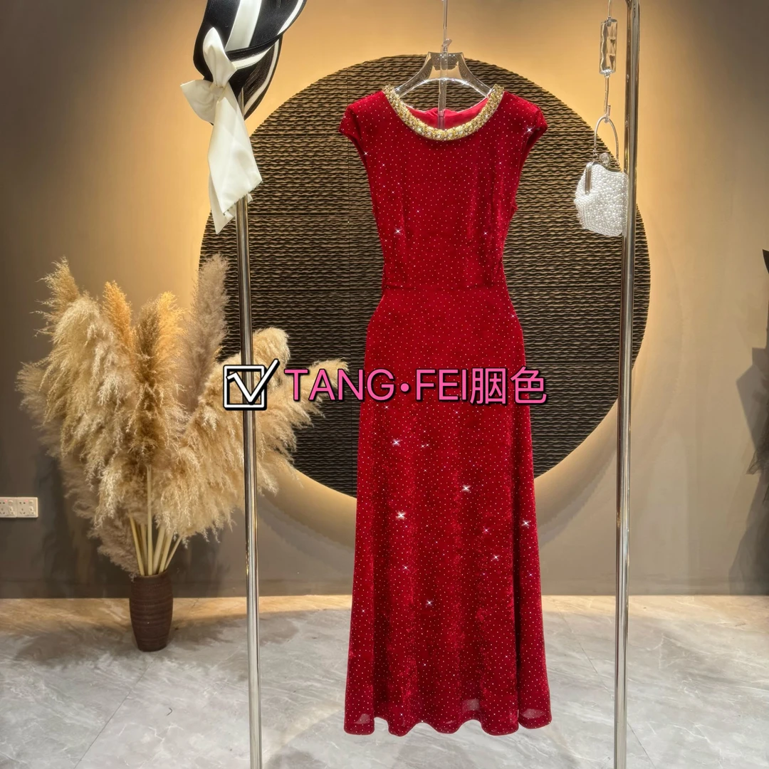TANG-FEI咽色【新年战袍】TF0043早春新款无袖修身连衣裙