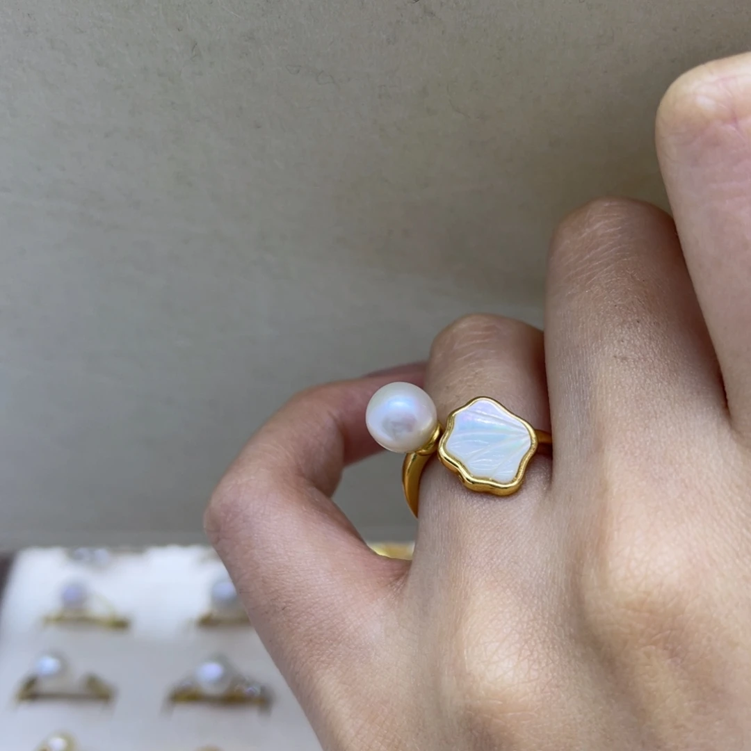 海水珍珠戒指银S925镶嵌