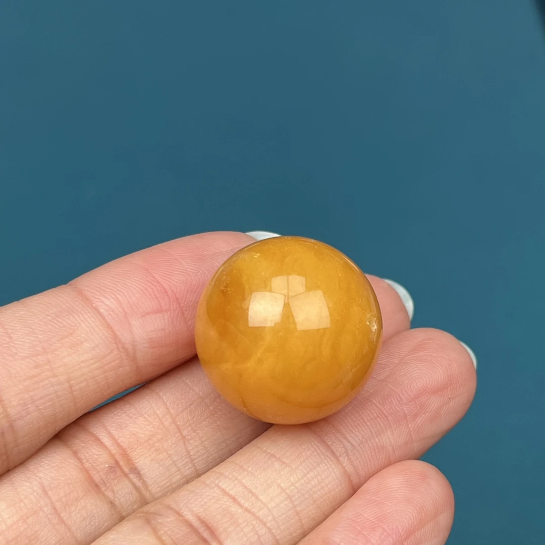 A1707天然原矿蜜蜡鸡油红妖花圆珠 20.8mm抖音基地质检发货