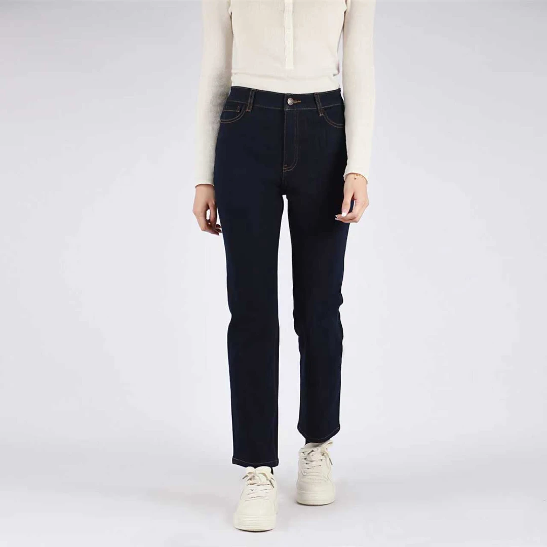 2025年休闲百搭女士冬季加绒窄版直筒牛仔裤MA224