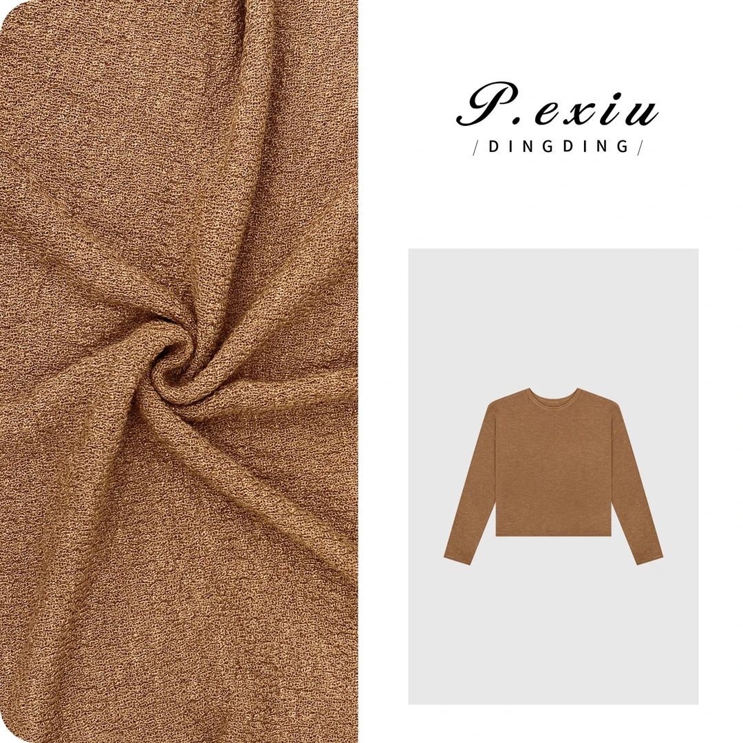 PanYiXiu/潘依绣【咖啡星期一】人丝亚麻竹节肌理感针织上衣ZZ0885