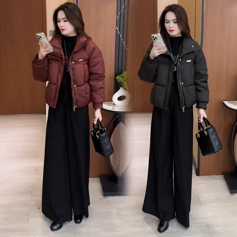 时尚加厚短款立领棉服女冬季新款洋气质小个子面包服棉袄棉衣外套