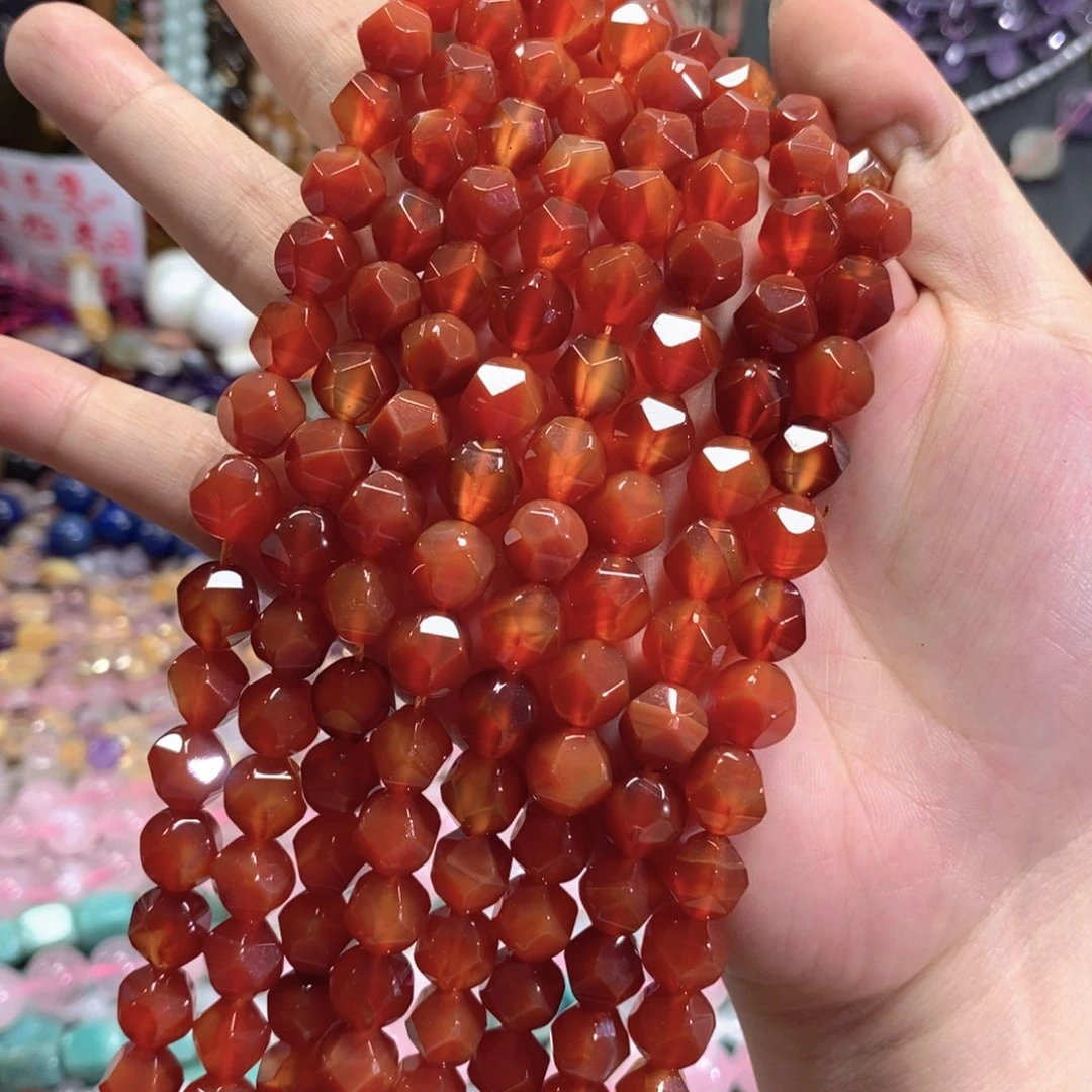 未镶嵌玛瑙/玉髓珠宝半成品红玛瑙万切一条卡10mm