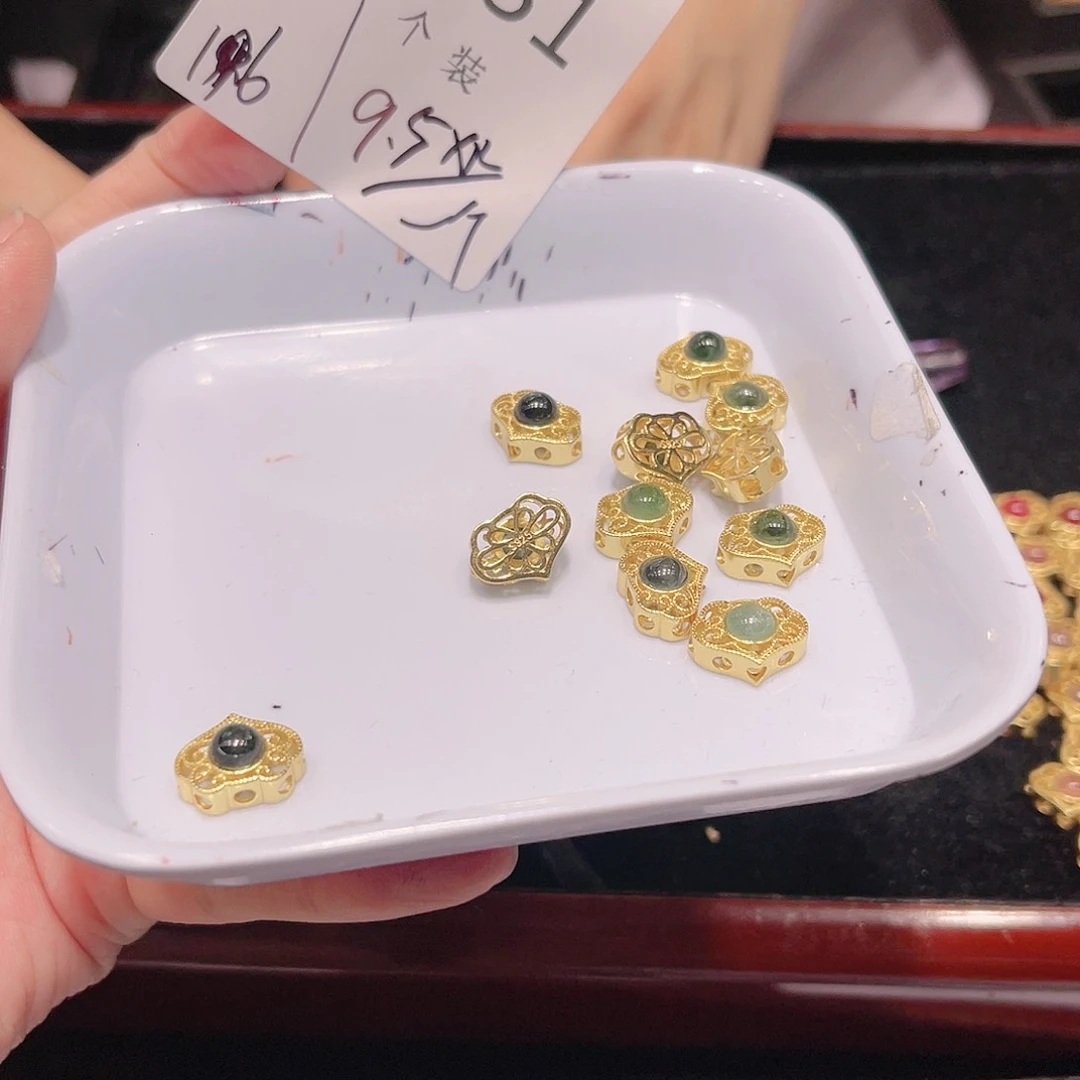 碧玺珠宝半成品银S925镀金镶嵌131