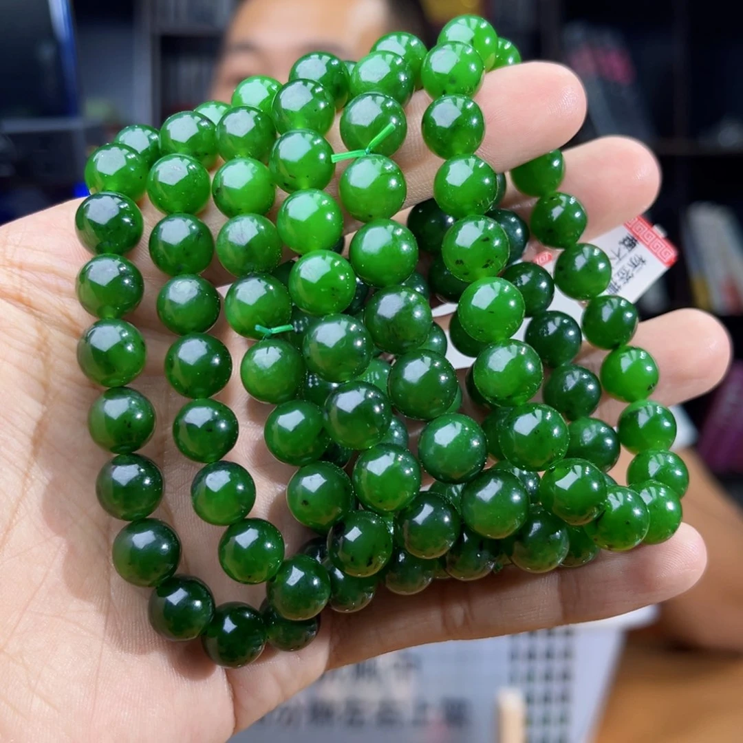 手串未镶嵌和田玉纯天然俄罗斯乌兰海碧玉料卡10多样性发其一