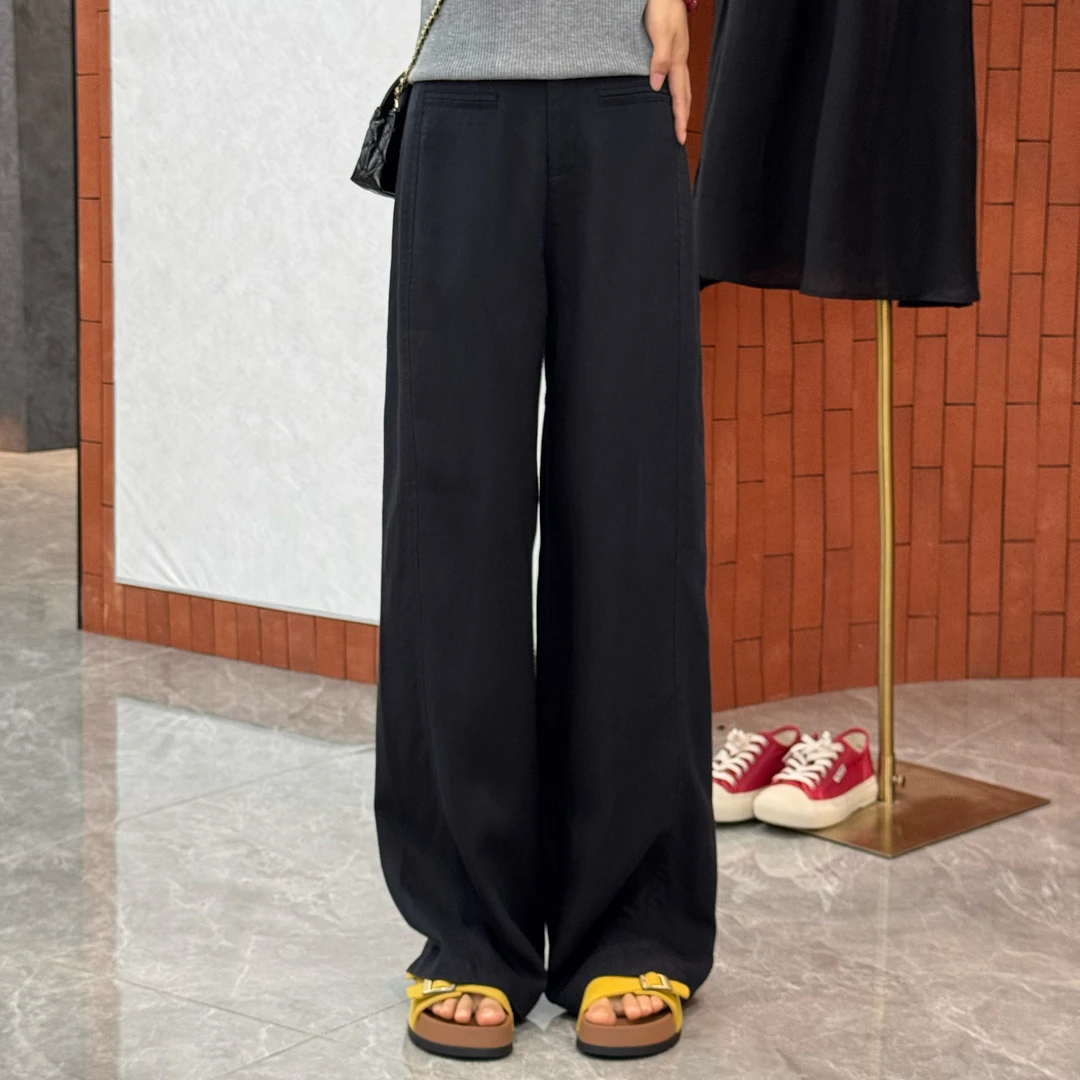 宿慕SUMU夏季百搭阔腿裤2025新款5-10显瘦透气舒适直筒长裤987
