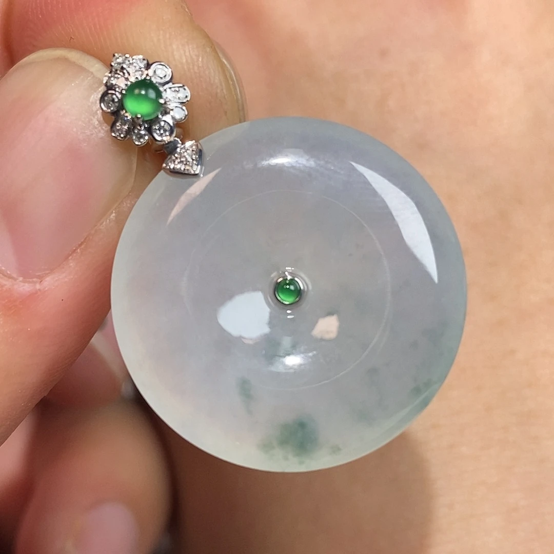 翡翠颈饰18K金镶嵌平安