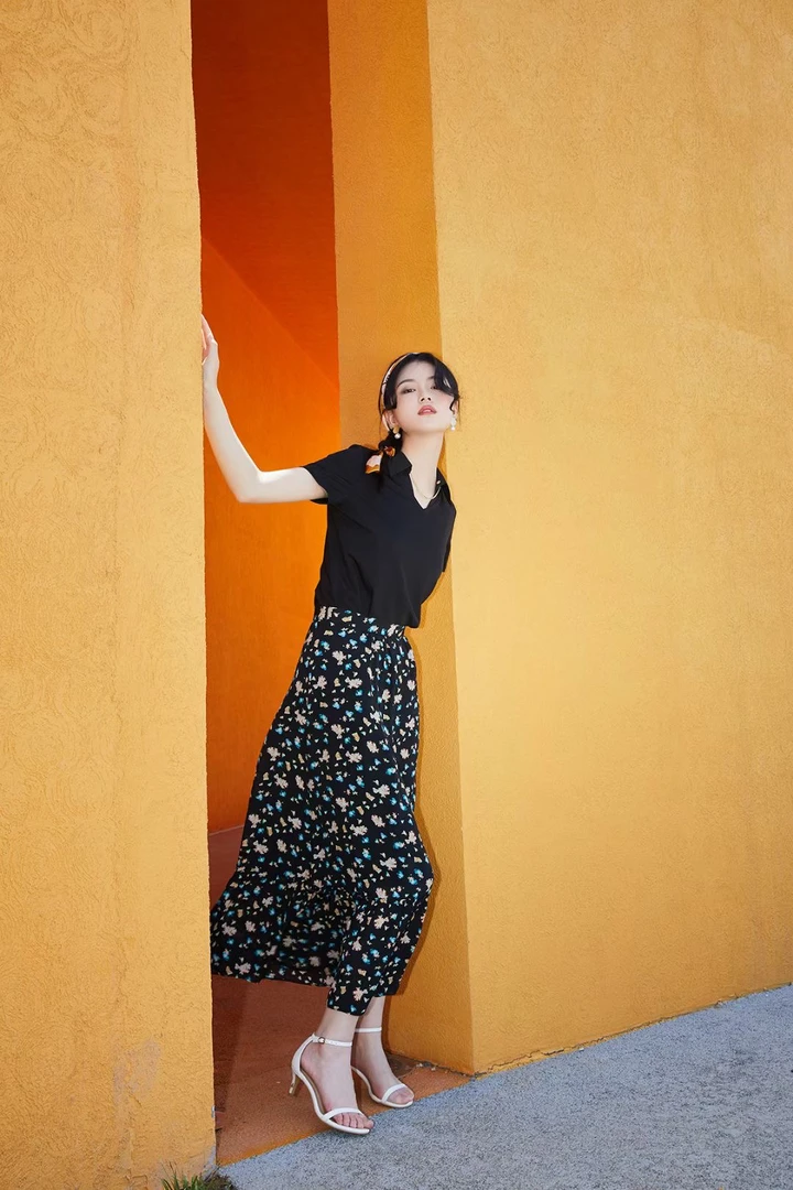 姚领YAOLY碎花长款半裙