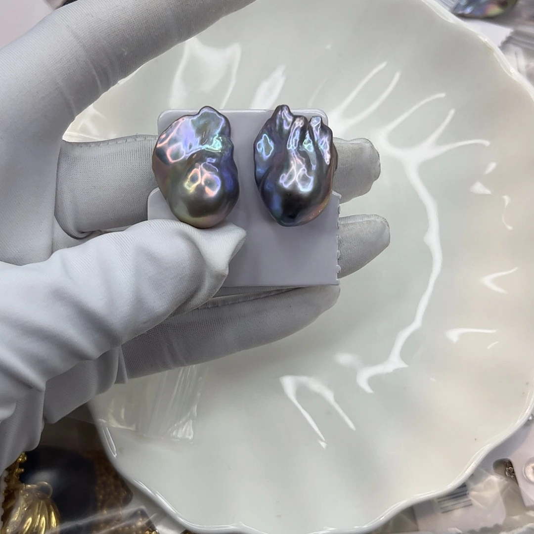 银S925镶嵌耳饰淡水珍珠