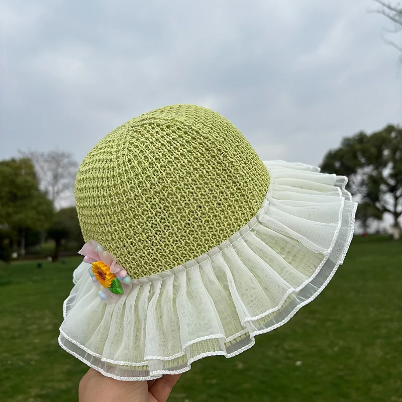 森系百搭帽子大檐休闲风遮阳帽韩版女防晒帽公主风儿童大帽檐