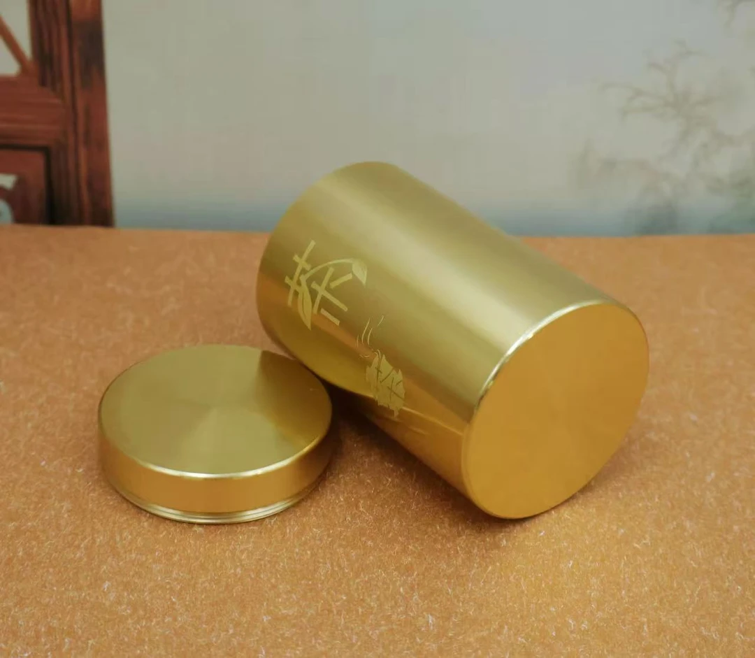 黄铜材质便携茶叶罐适合出差旅游携带也是家居办公室创意摆件