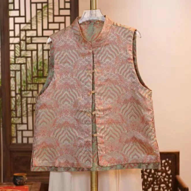 丝年.芊洛｜新中式国风时尚百搭高端暗纹提花两面穿上衣马甲-5197