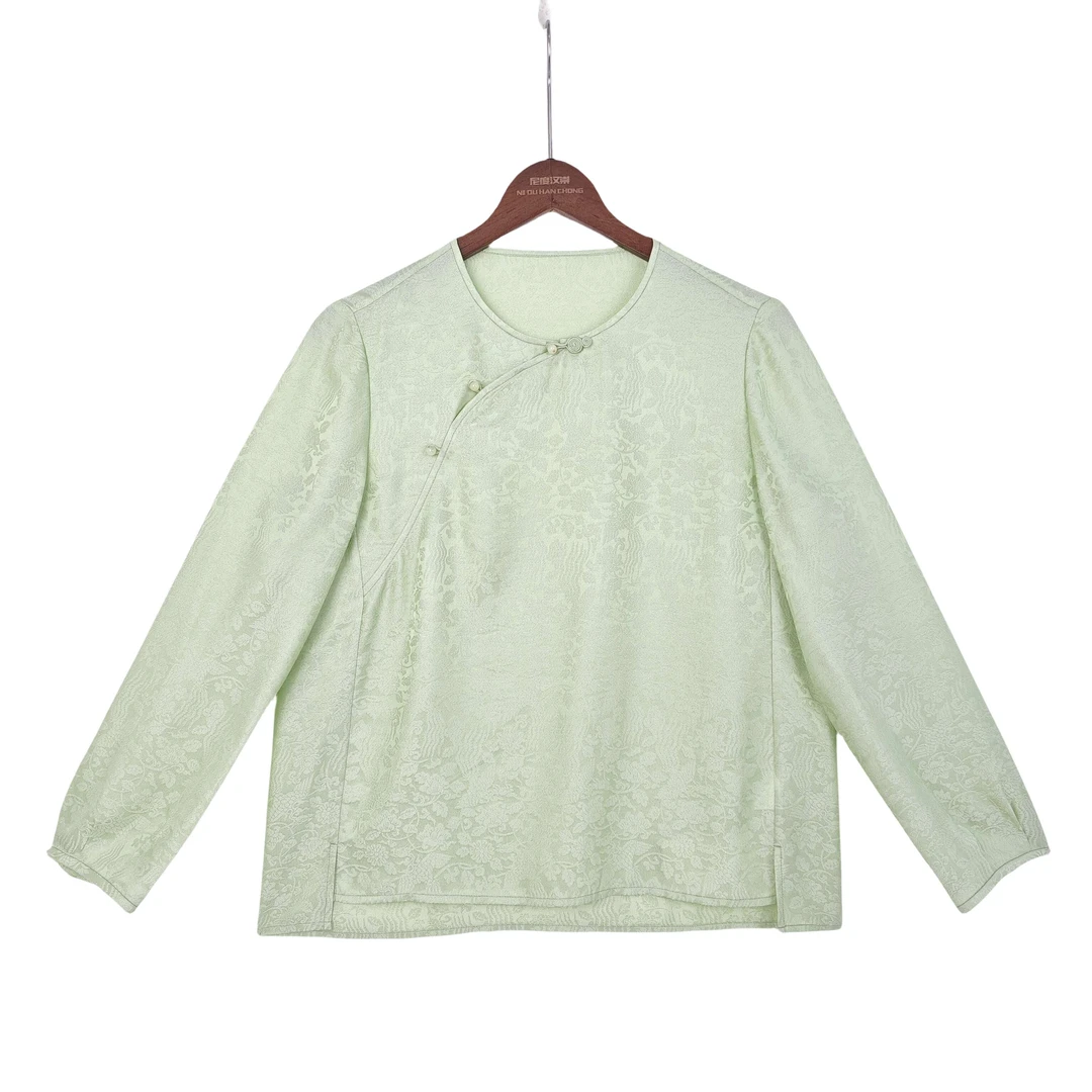 【南清】桑蚕丝新中式国潮清冷感气质别致百搭复古上衣女511921