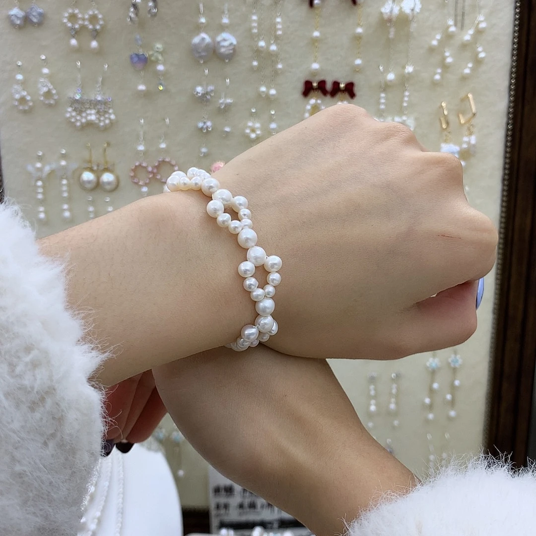 淡水珍珠耳饰银S925镶嵌