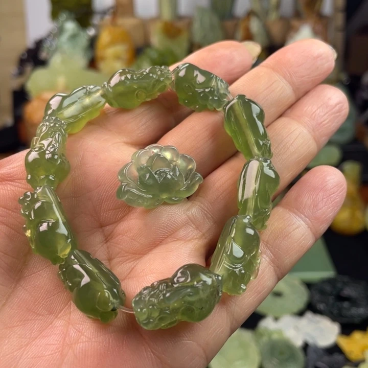 蛇纹石玉手链合金用****3