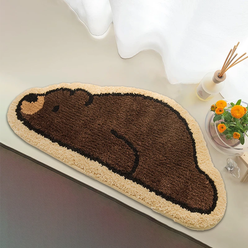 暖藻 可爱动物房间毛绒儿童房地毯地垫可爱卡通床边毯防滑耐脏