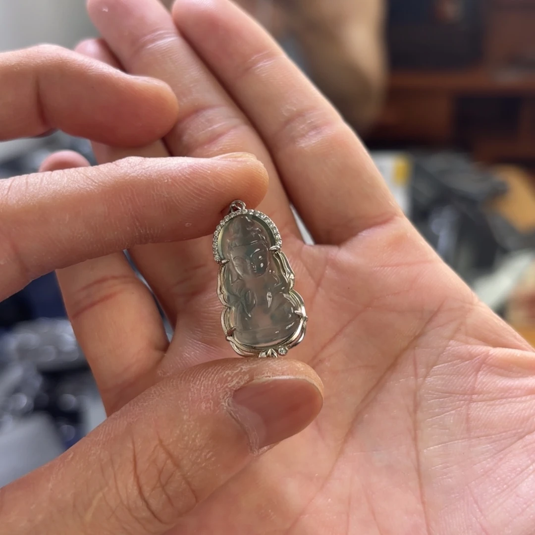 翡翠银S925镀金镶嵌颈饰