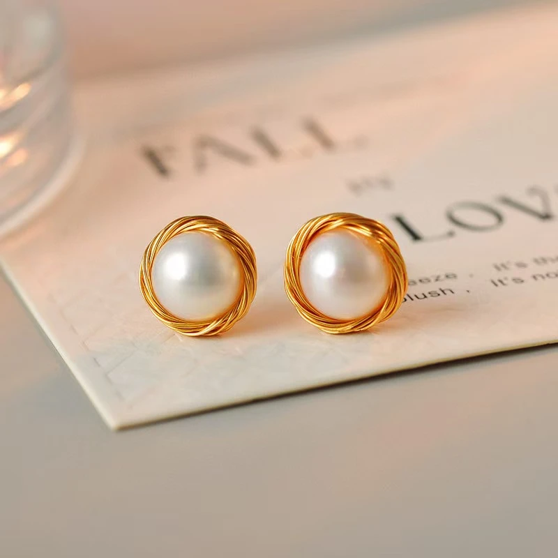 铜合金耳饰 B10249---气质百搭经典绕线圆形耳钉