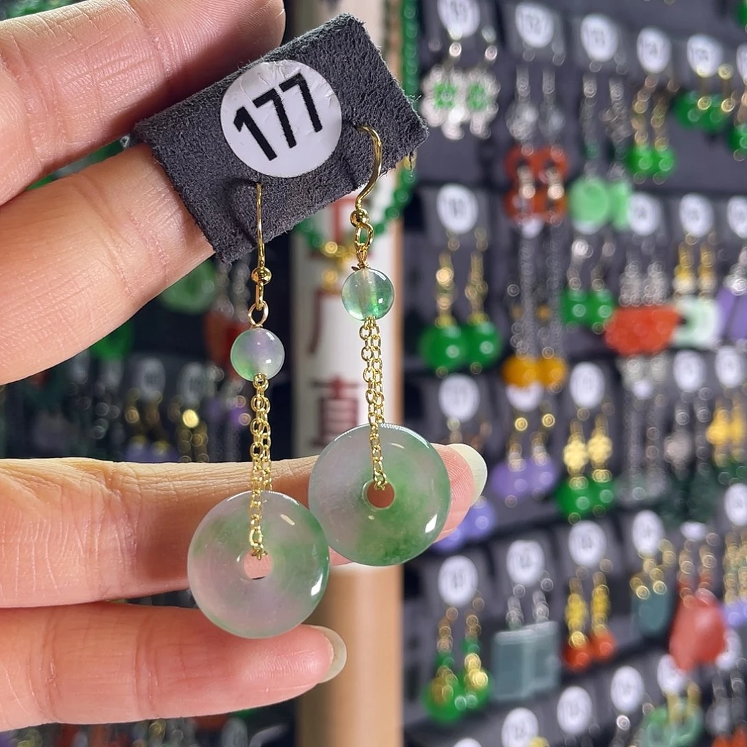 翡翠银S925镶嵌耳饰177