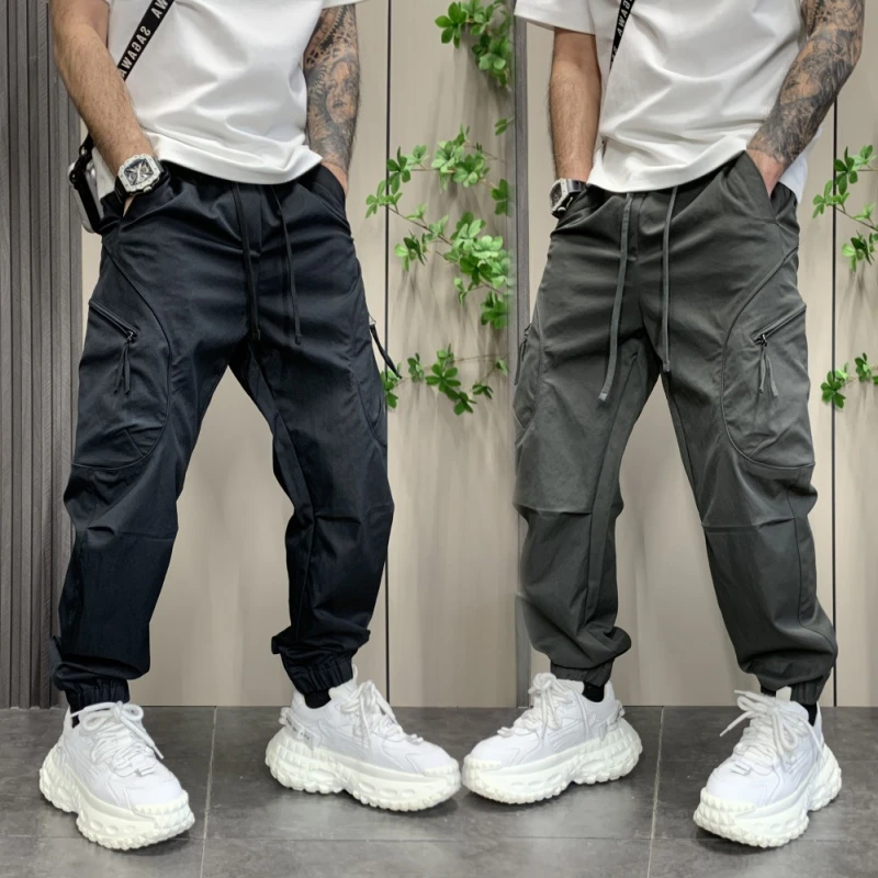 潮秋季休闲裤夏季男士直筒束脚裤宽松弹力九分潮流