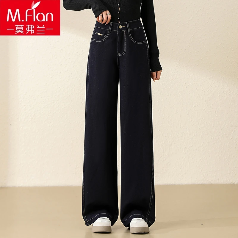 仿牛仔直筒裤女2025秋季新款高腰垂感显瘦宽松小个子休闲阔腿裤子