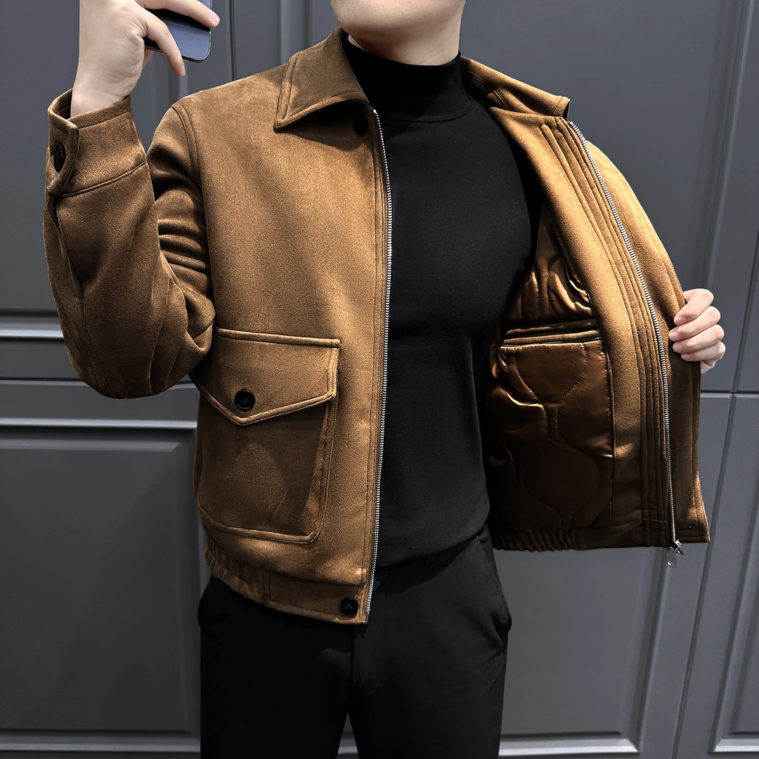 加厚麂皮绒夹克男款爆款2025新款高级感男装成熟痞帅男士冬季外套