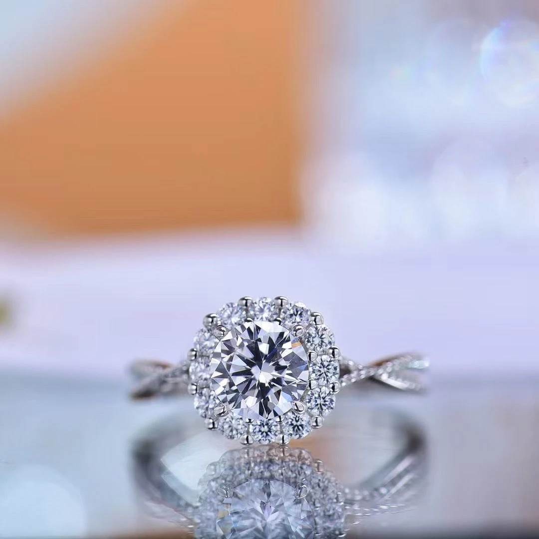 925银莫桑石戒指 （婚纱款）女士轻奢莫桑戒