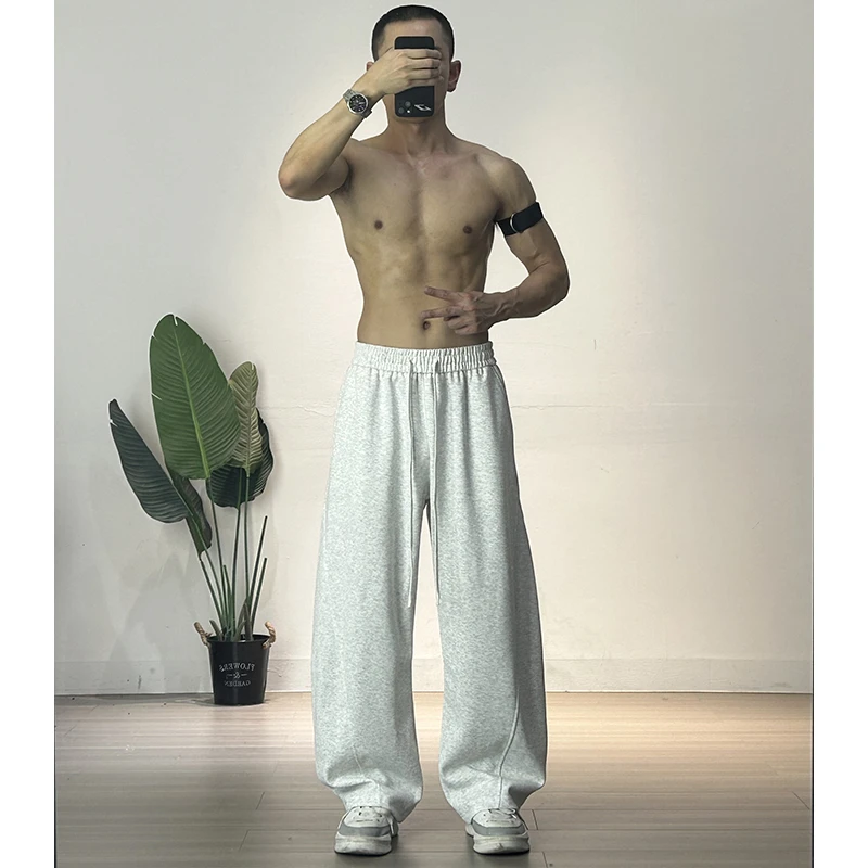 美式高街潮牌弯刀裤男女休闲裤运动慵懒风宽松阔腿裤垂感卫裤百搭