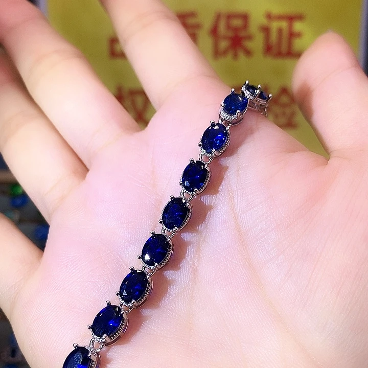 蓝宝石手链银S925镶嵌